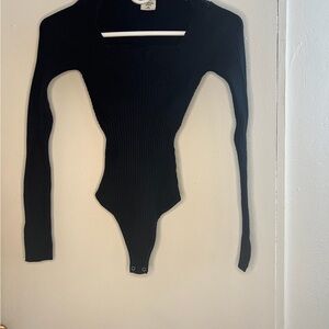 Abercrombie & Fitch Black Fitted Long Sleeve Bodysuit